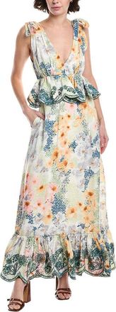 Agua Bendita Florecer Linen Maxi Dress