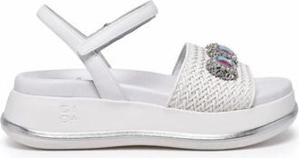 Gio+ Sandalo - Dames - Sandalen - Wit - 37 EU - Leer - Schoenen