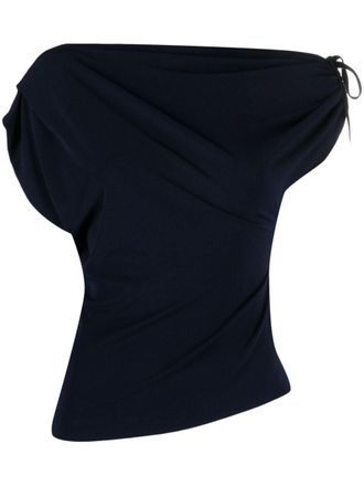 Talbot Runhof Asymmetrische cr&ecirc;pe blouse - Blauw