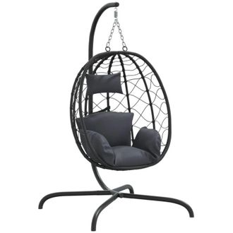 vidaXL Silla colgante huevo con cojín acero ratán sintético antracita Vidaxl