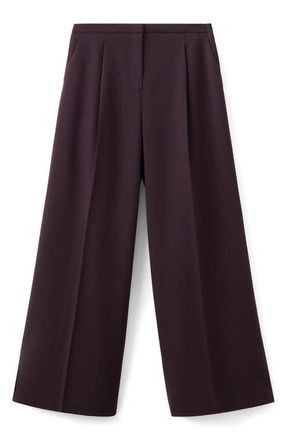 Mango Pleated Wide Leg Pants in Maroon at Nordstrom, Size 4