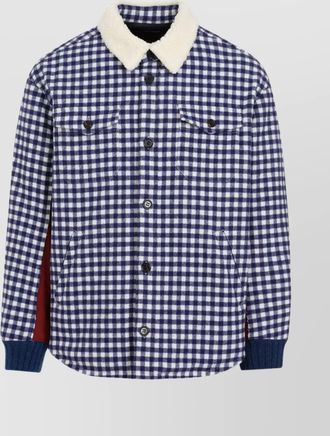 Undercover wool blend bomber jacket with checkered pattern