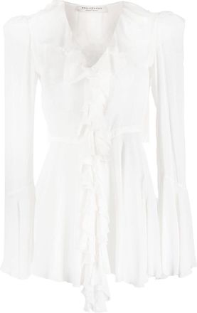 Philosophy di Lorenzo Serafini ruched-trim V-neck blouse - women - Viscose - 42 - White