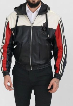Dolce & Gabbana leather hooded blouson jacket