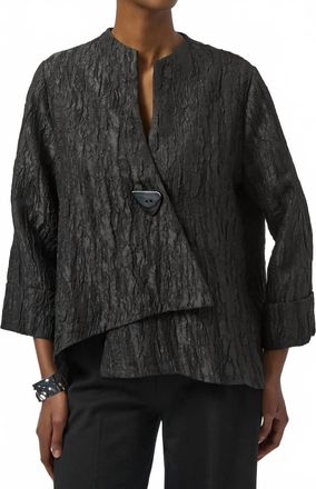 Joseph Ribkoff Textured Asymmetric Swing Jacket In Black