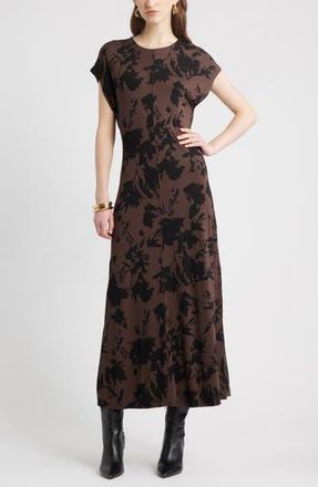 Nordstrom Dolman Sleeve Maxi Dress in Brown Coffee Char Floral at Nordstrom Rack, Size X-Small