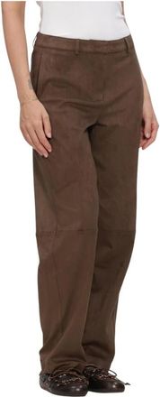 Minus Msalva Mid Waist Pant - Dames - Wijde Broeken - Bruin - XS - Polyester - Broeken