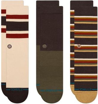 Stance Mill House Assorted 3-Pack Cotton Blend Crew Socks in Dark Brown at Nordstrom, Size Large