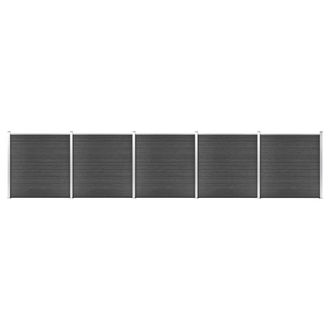 vidaXL Juego De Paneles De Valla Wpc Negro 872x186 Cm Vidaxl