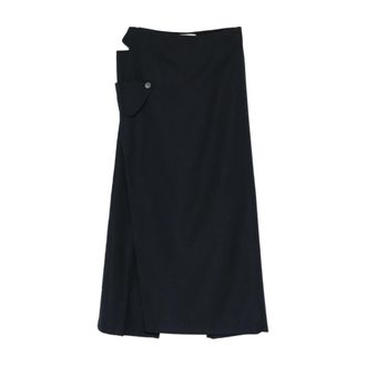 Jean Paul Gaultier Wraparound Pant Skirt - Dames - Maxi Rokken - Blauw - XS - Wol - Rokken