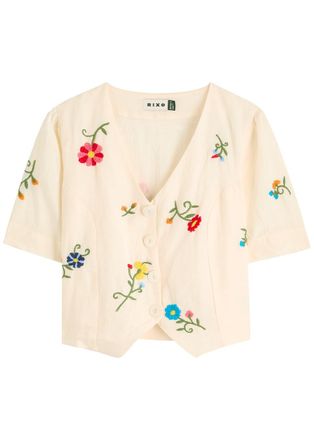 Rixo Rixo Immie Floral-embroidered Woven top - White - 6 (UK6 / XS)