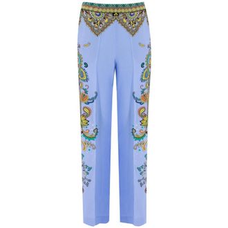 Etro Zijden Palazzo Broek met Paisley Print - Dames - Wijde Broeken - Veelkleurig - XS - Broeken