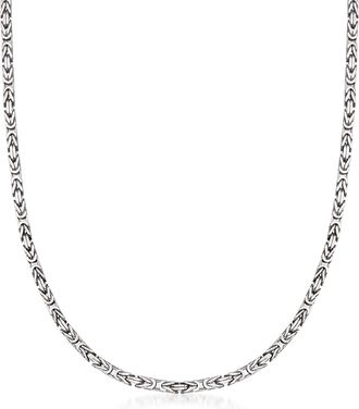 Ross-Simons 2.3mm Sterling Silver Square Byzantine Necklace