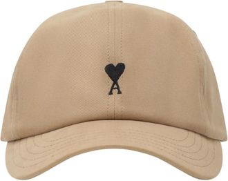 Ami Quota Logo Borduurpet - Heren - Petten - Beige - ONE Size - Katoen - Accessoires