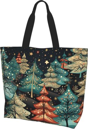 Generic Christmas Pattern Handbag Lightweight Shopping Bag Durable Shoulder Bags For Travel Picnic Casual
