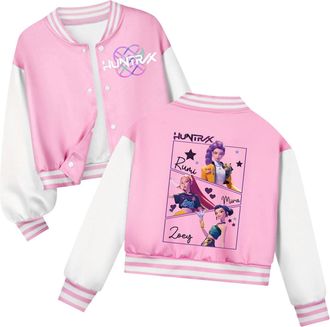 Generic K-kpop D-Demon H-Hunters Girls Boys Baseball Jacket Cute Anime Film Character Prints Long Sleeve Oversized Sweatshirts with Pockets Anime Graphic Bomb