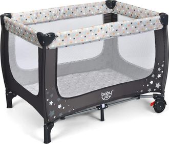 Costway Costway Cuna Multifuncional Para Ni&ntilde;os/parque Port&aacute;til Plegable Para Ni&ntilde;os Con 2 Ruedas/centro Actividad Resistente Y Duradero Tejido Oxford Y Red Tra