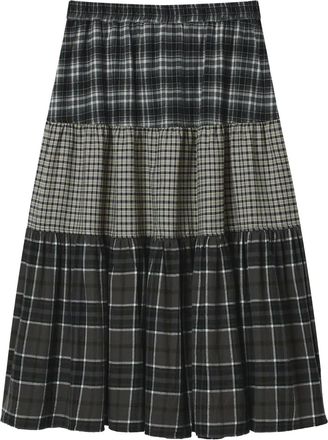 Mini Cream Gelaagde geruite midi-rok - Grijs