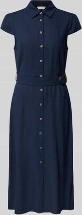 Apricot Hemdblusenkleid aus Viskose-Leinen-Mix mit G&uuml;rtel in Marine, Gr&ouml;&szlig;e XXL