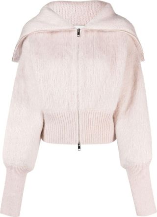 SA SU PHI Jen brushed-effect zip-up cardigan - women - Mohair/Polyester/Wool - 40 - Pink
