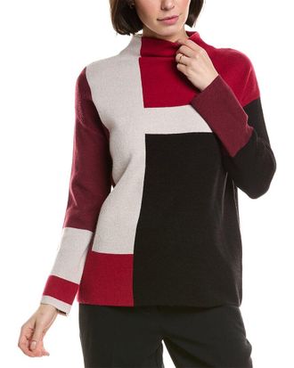 T Tahari Color Block Jacquard Sweater