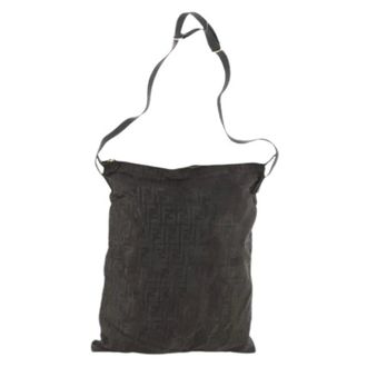 Fendi Pre-owned Cross Body Bags, female, Black, Size: ONE SIZE Pre-owned Zucca Canvas Shoulder Bag