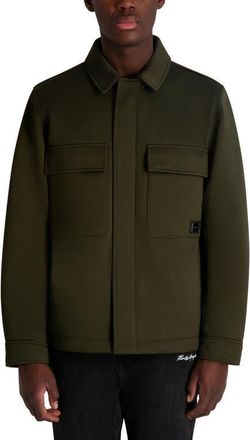 Karl Lagerfeld Twill Shirt Jacket in Olive at Nordstrom, Size Xx-Large