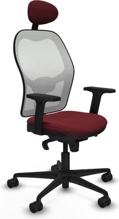 Piqueras y Crespo Piqueras Y Crespo - Jorquera Sincro Malla Blanca Similpiel Granate Brazos 2d Base Nailon Cabecero Fijo Ruedas 65mm Nailon