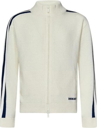 Dsquared2 Retro Sportief Wollen Blend Zip Vest - Heren - Vesten - Wit - S - Wol - Truien & Vesten