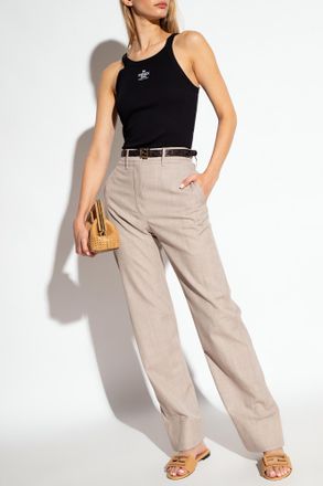 Fendi Ribbed Tank Top, Womens, Black