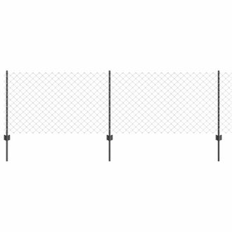 Berkfield Home Chain Link Fence with 10 U Posts Grey 0.8x10 m Steel