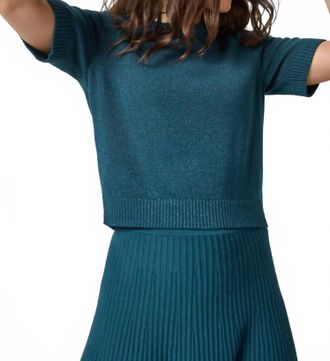 Lilla P Womens Short Sleeve Sparkle Sweater In Deep Sea