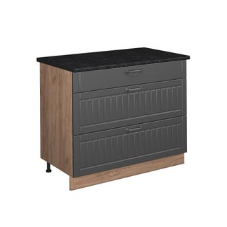 Vicco Mueble Bajo De Cocina Fame-line, Gris Oscuro/roble Dorado, 100 Cm, Et Antracita, Vicco