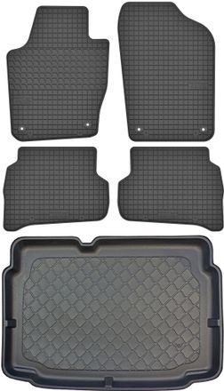 OEM Volkswagen Polo V Hatchback De 05.2009 A 09.2017. Juego: Alfombrillas De Goma Para Coche + Alfombrilla Para Maletero