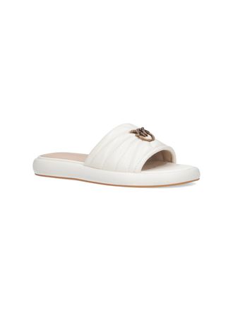 Pinko Womens Quilted Slide Sandal White Ovis Aries