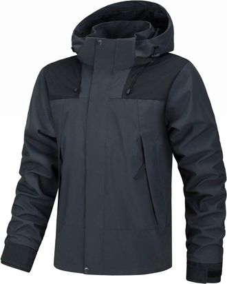 Generic Waterproof Jacket for Men UK Ski Warm Winter Coat Detachable Hooded Men Windproof Jackets Thermal Outwear Thicken Camping Windbreaker Clothes for Outd