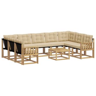 vidaXL Conjunto De Sof&aacute;s De Exterior Con Coj&iacute;n 10 Pcs Y Beige Vidaxl