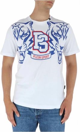Plein Sport Tiger Head TShirt Casual Style - Heren - Sportshirts - Wit - S - Katoen - Fitness