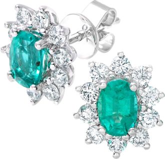 Jewelco London 18ct White Gold Round 2/3ct Diamond Cluster Stud Earrings - PE0AXL3909WEM