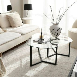 Dmora Dmora - Mesa De Caf&eacute; Lunaria, Mesa De Centro Baja, Revistero Para Sof&aacute;, Estante De La Sala De Estar, 82x58h40 Cm, Negro, Con Embalaje Reforzado