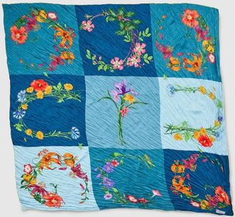 Gucci Printed Silk Shawl, Blue, Silk