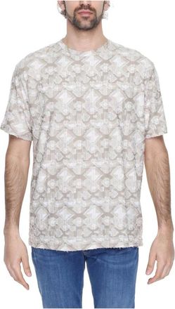 Antony Morato Geometrisch Print Beige T-Shirt - Heren - T-shirts - Beige - 2XL - Polyester - Tops