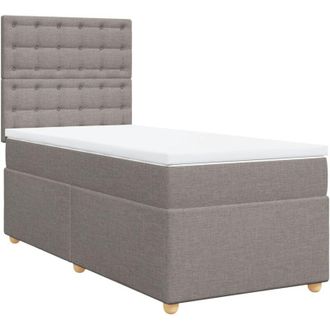 vidaXL Cama Box Spring Con Colch&oacute;n Tela Gris Taupe 90x190 Cm Vidaxl