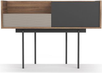 HERDASA Consola De Entrada Fabricada En Melamina Con Patas Met&aacute;licas, Modelo Diplomat (673) De Herdasa. Nogal-arena-grafito Serigraf&iacute;a