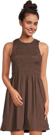 Madewell Selena Smocked Mini Womens Dress Roasted Chicory : XL (Womens 14-16), Cotton