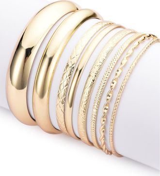 Adornia Set of 8 Assorted Bangle Bracelets in Gold at Nordstrom Rack
