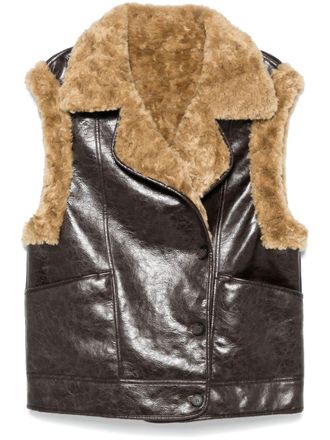 Urban Code faux-leather gilet - women - Polyurethane/Elastane/Polyester - M - Brown