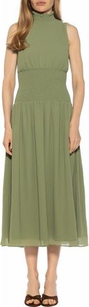 Alexia Admor Noor Smocked Neck Midi Dress in Sage at Nordstrom Rack, Size 12