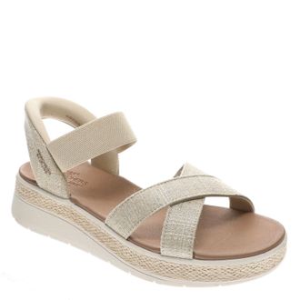 Skechers Womens Sun Ray-Bright Take Hands Free Slip-ins Sandal, Natural, 7.5