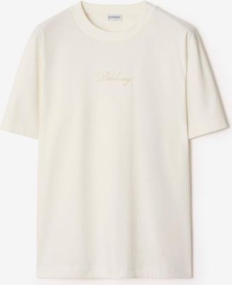 Burberry Check Cursive Logo Cotton T-shirt, Size: XXXL